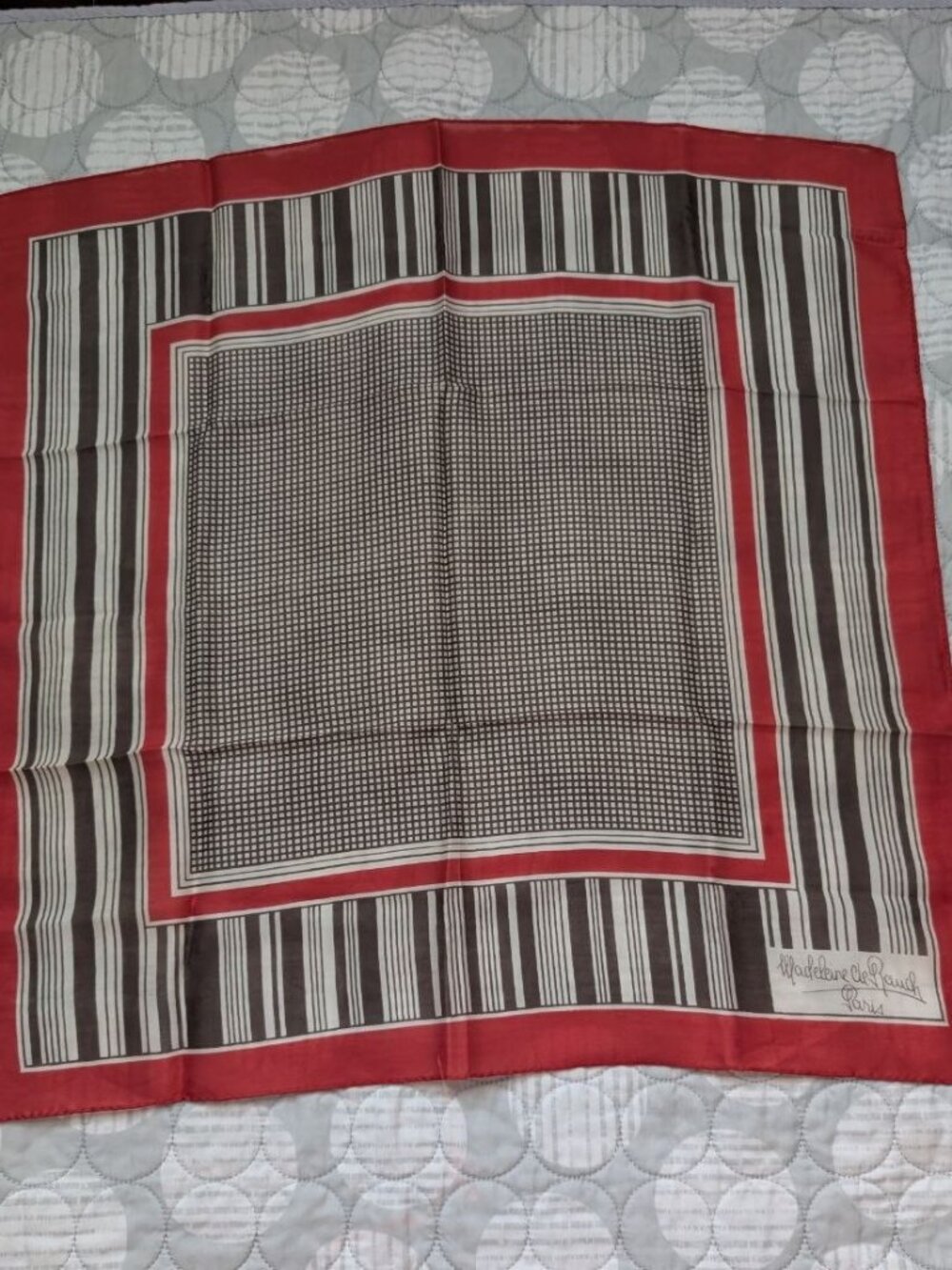 Vintage Madeleine de Rauch Paris 100% Silk Scarf Multicolor 22`` Square
